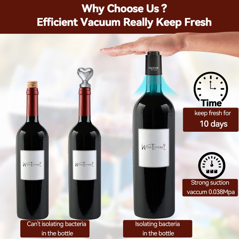 Sunwuun 1 PACK Wine Bottle Stoppers,Real Vacuum Champagne Stoppers,Reusable Wine Preserver,Wine Corks Keep Fresh,Best Gifts for Wine Lovers for Christmas Gifts - Image 5